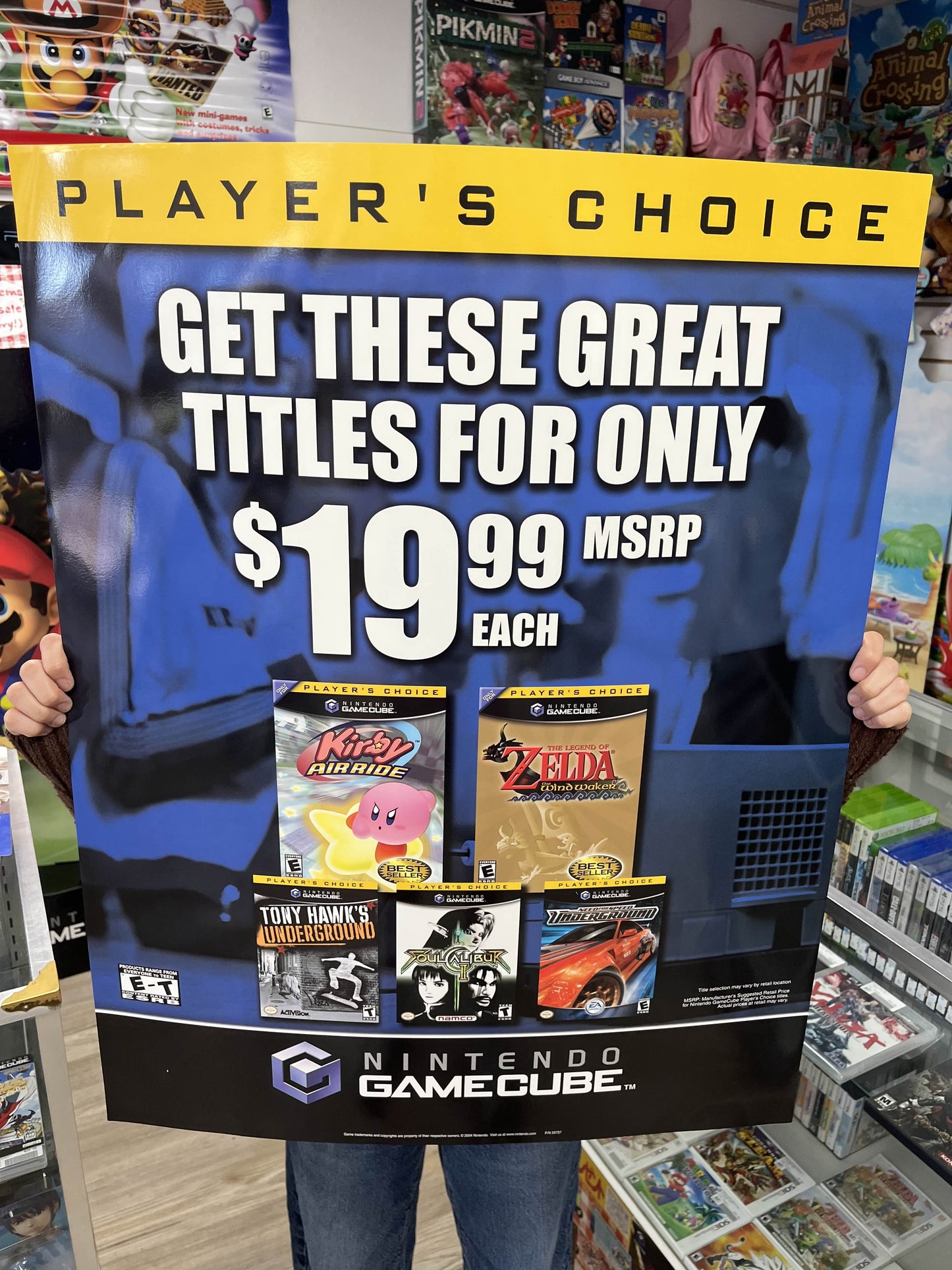 GameCube Player's Choice Vintage Store Display Poster Rare