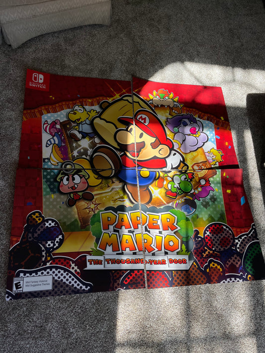 Paper Mario the Thousand Year Door Switch 4 Piece Promo Display Poster HUGE 4’x4’