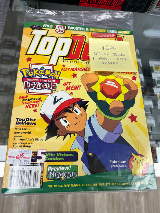 Pokemon Magazine SEALED W/ Jumbo Promo + SEALED Fossil Pack RARE