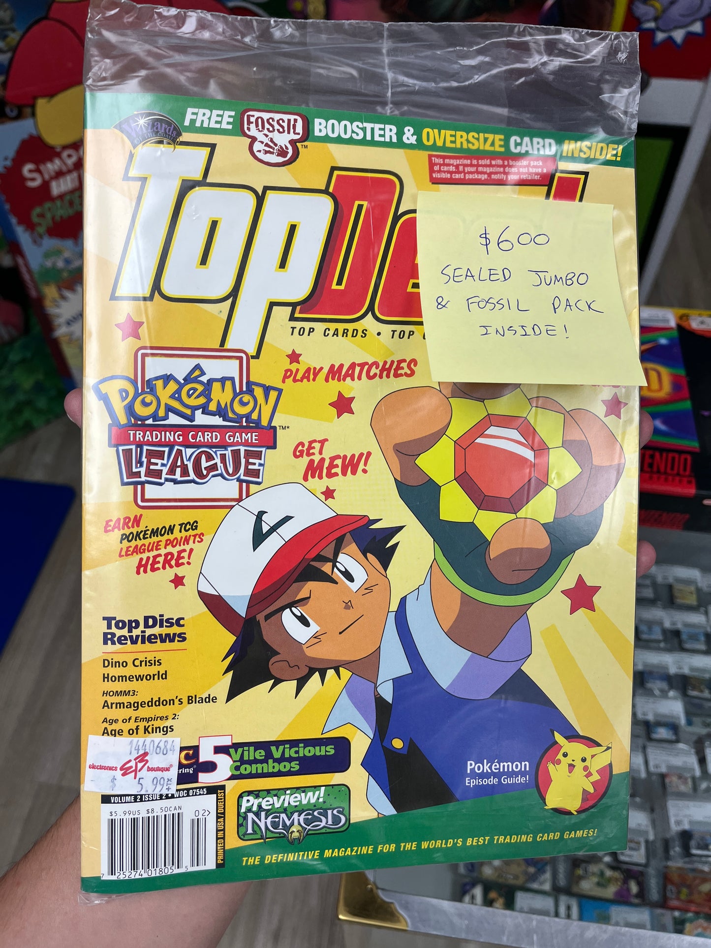 Pokemon Magazine SEALED W/ Jumbo Promo + SEALED Fossil Pack RARE