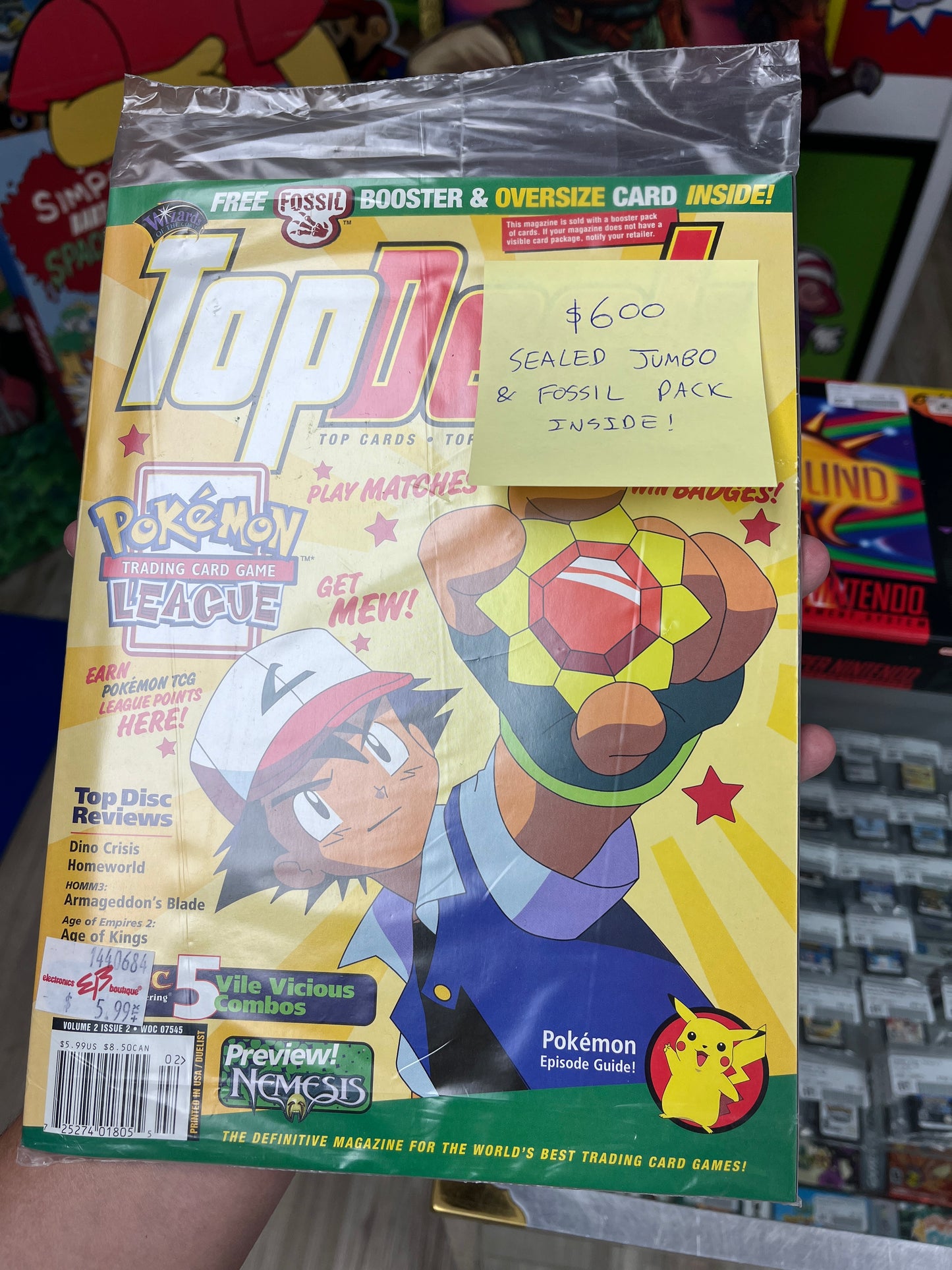 Pokemon Magazine SEALED W/ Jumbo Promo + SEALED Fossil Pack RARE