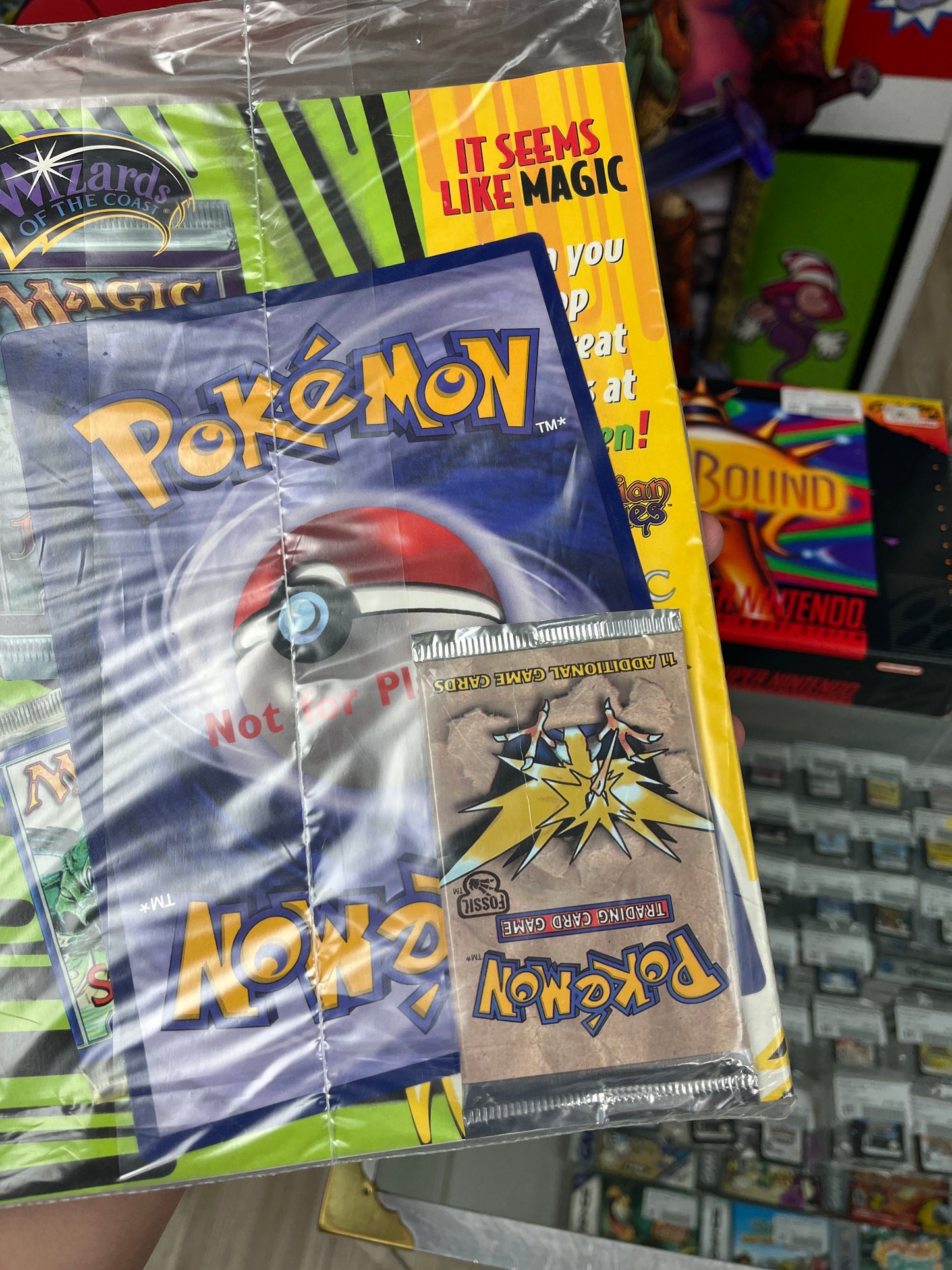 Pokemon Magazine SEALED W/ Jumbo Promo + SEALED Fossil Pack RARE