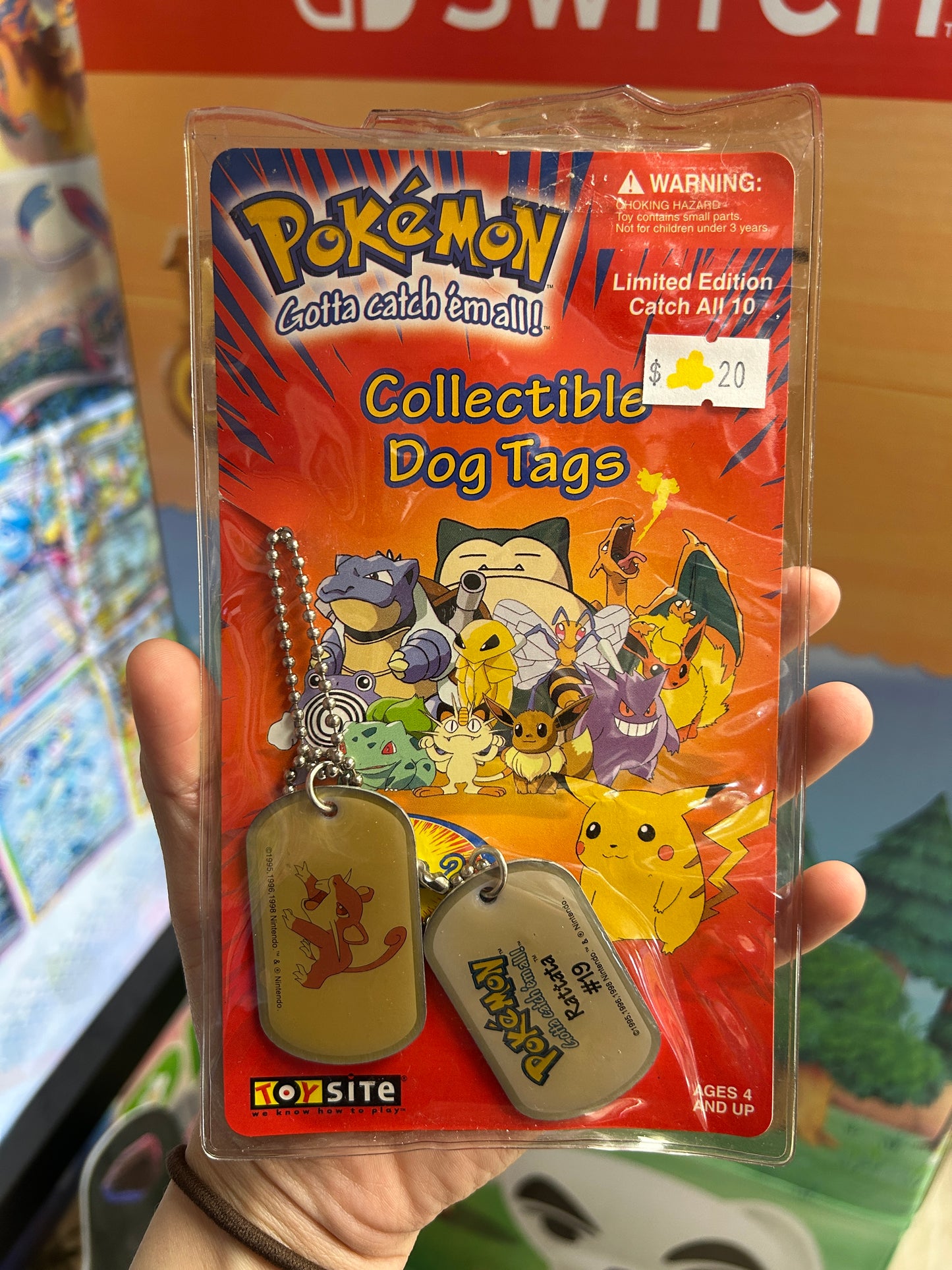 Pokemon Collectible Dog Tag Rattata SEALED