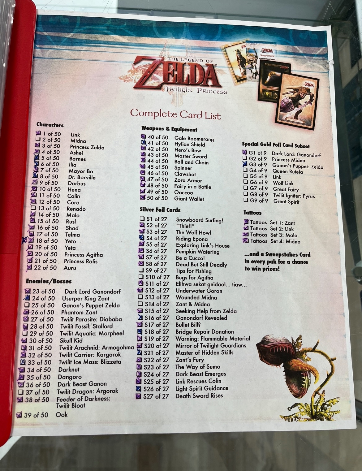 Zelda Twilight Princess Card Binder (99% Complete!)