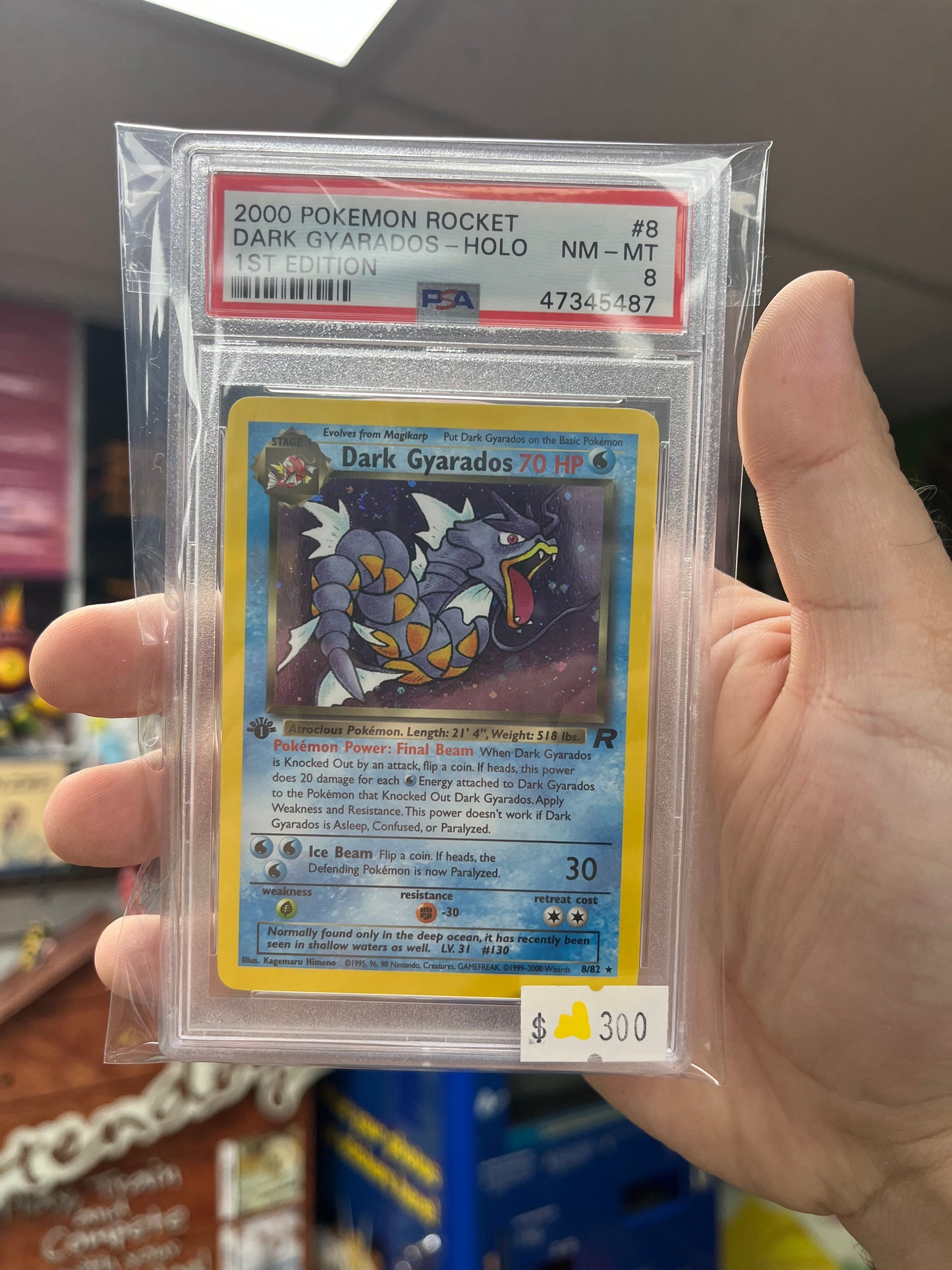 Pokemon Team Rocket 1st Edition Dark Gyarados Holo PSA 8