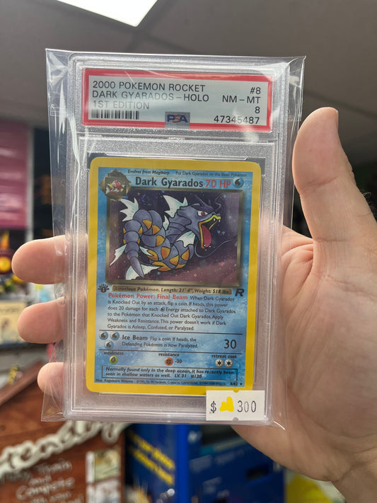 Pokemon Team Rocket 1st Edition Dark Gyarados Holo PSA 8