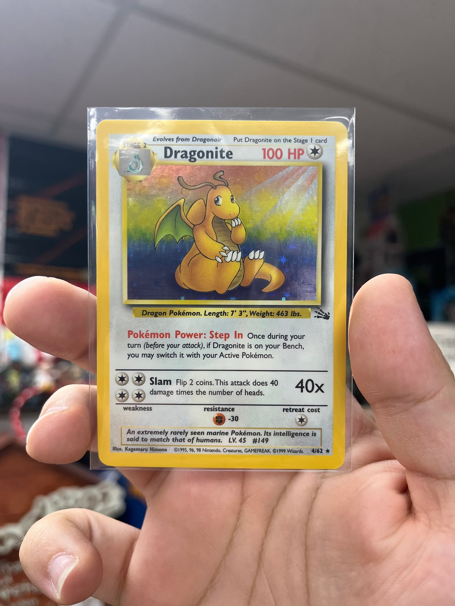 Pokemon TCG Fossil - Dragonite Holo Rare LP
