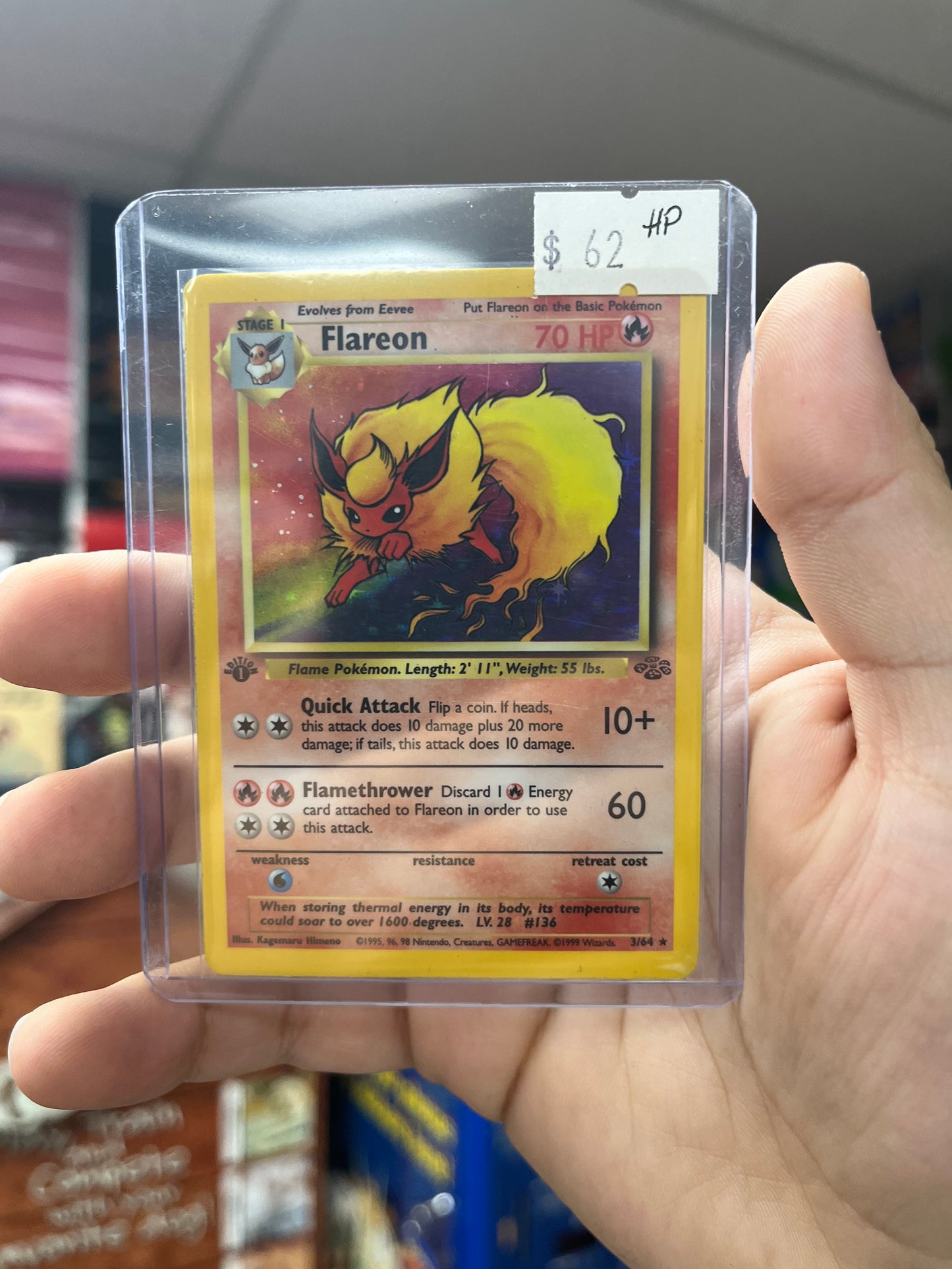 Pokemon TCG 1st Edition Fossil - Flareon Holo HP