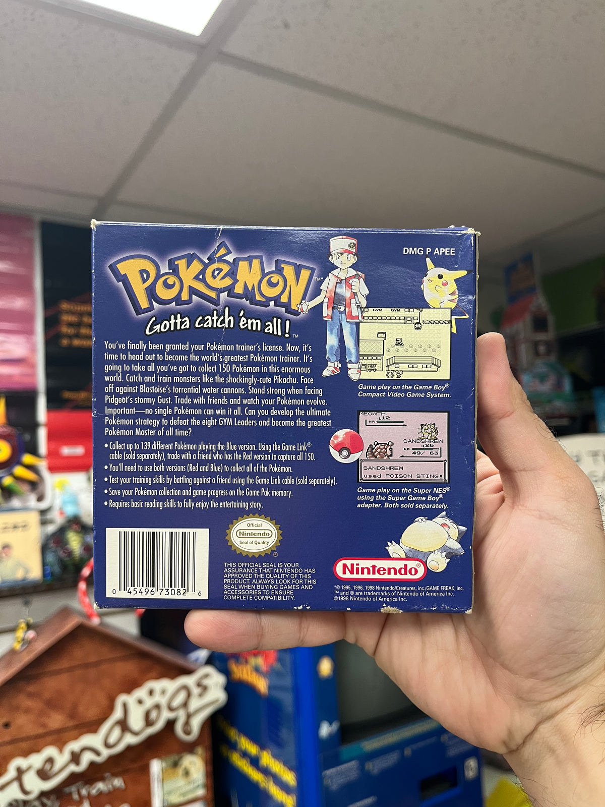 Pokemon Blue GameBoy Complete W/ Acrylic Case