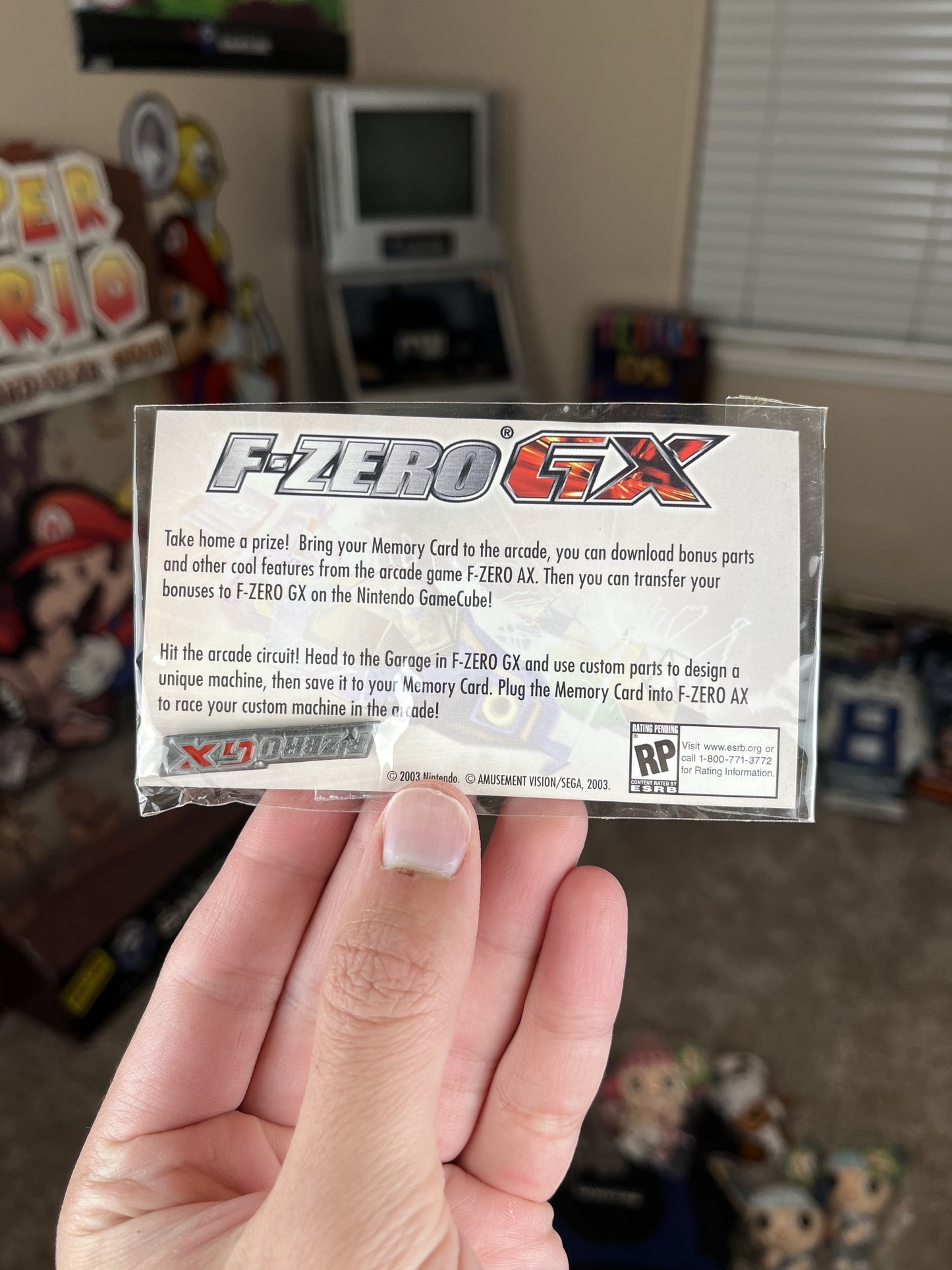 F-Zero GX Promo Pin + Memory Card Stickers SEALED