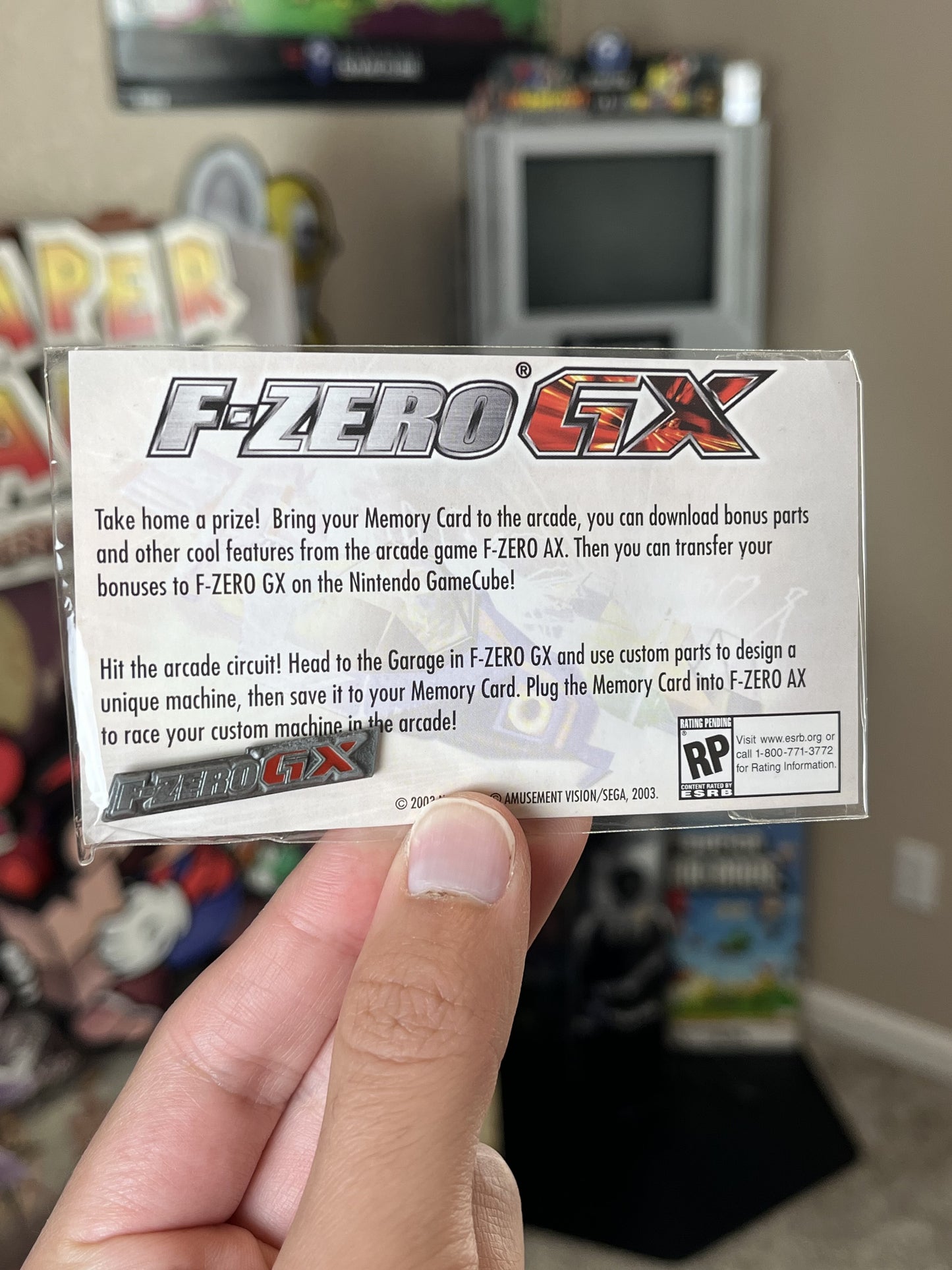 F-Zero GX Promo Pin + Memory Card Stickers SEALED