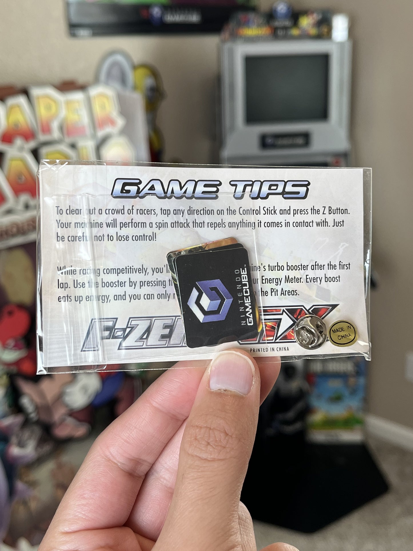 F-Zero GX Promo Pin + Memory Card Stickers SEALED