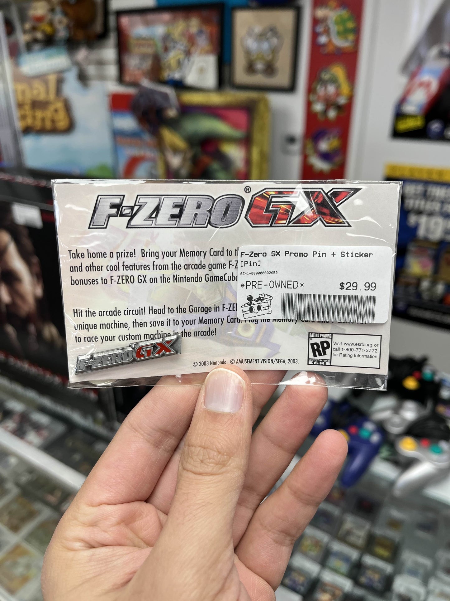 GameCube F-Zero Collector's Pin + Memory Card Sticker *New*