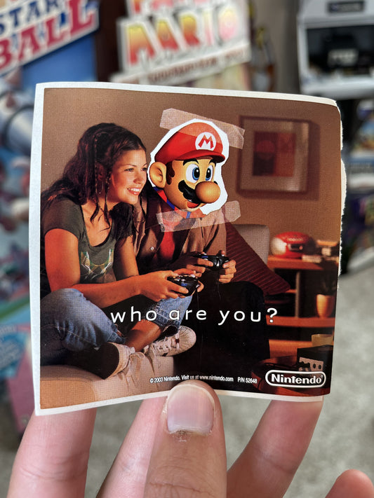 Mario Gaming "Who are you?" Promo GameCube Sticker RARE