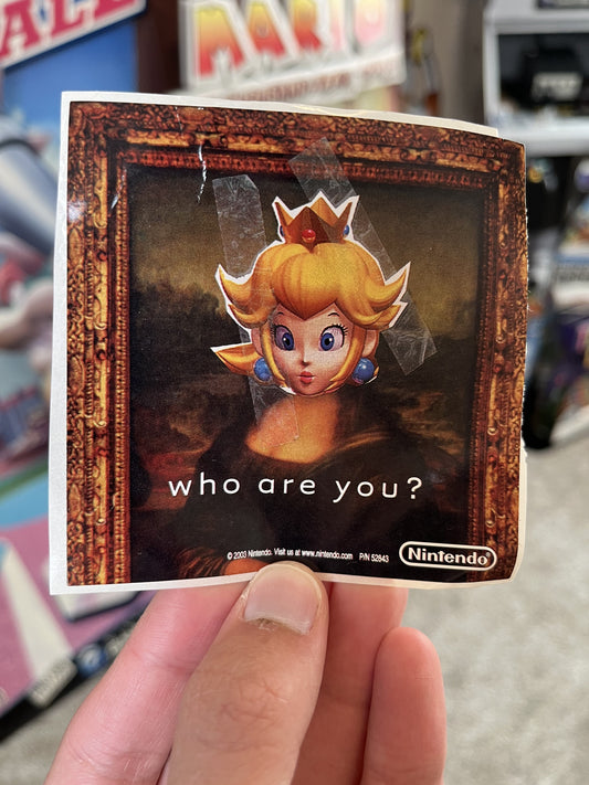 Peach Mona Lisa "Who are you?" Promo GameCube Sticker RARE