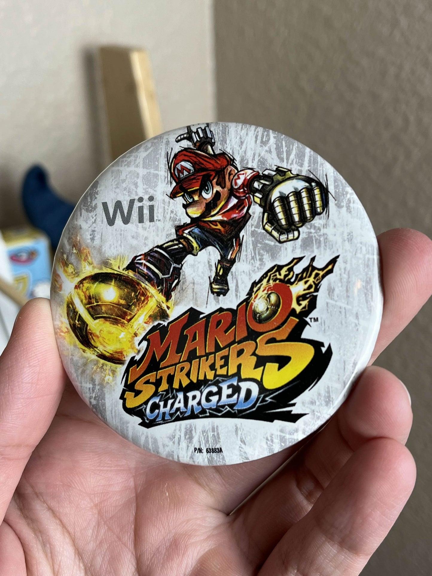 Super Mario Strikers Charged Promotional Wii Button Rare